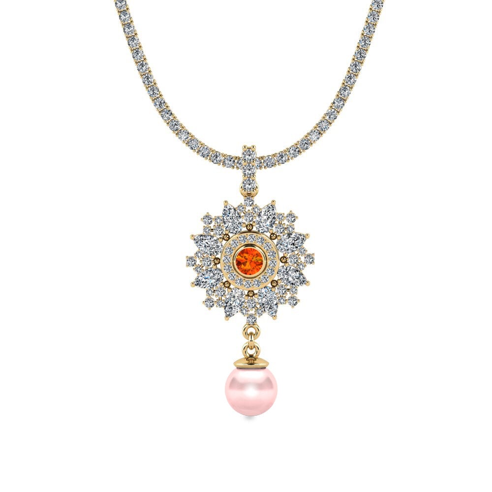 Tennis Orange Sapphire Necklaces