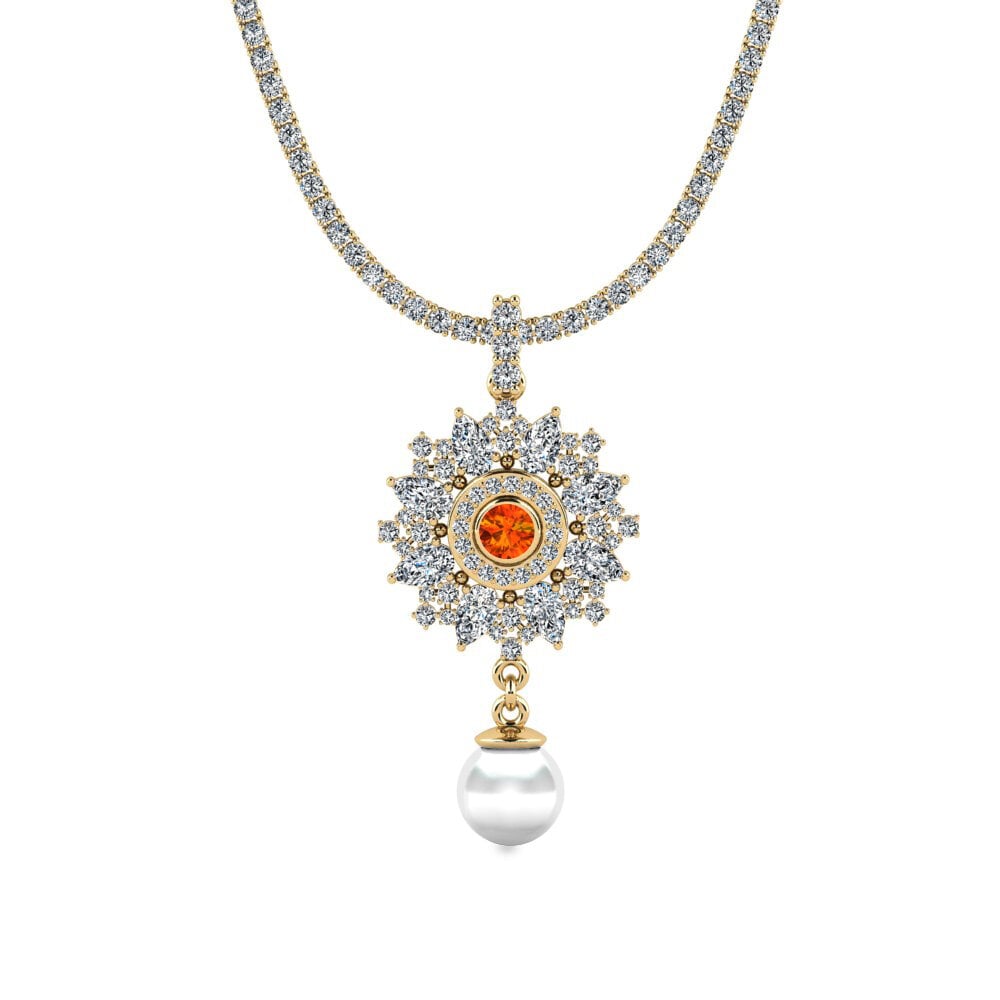 Tennis Orange Sapphire Necklaces