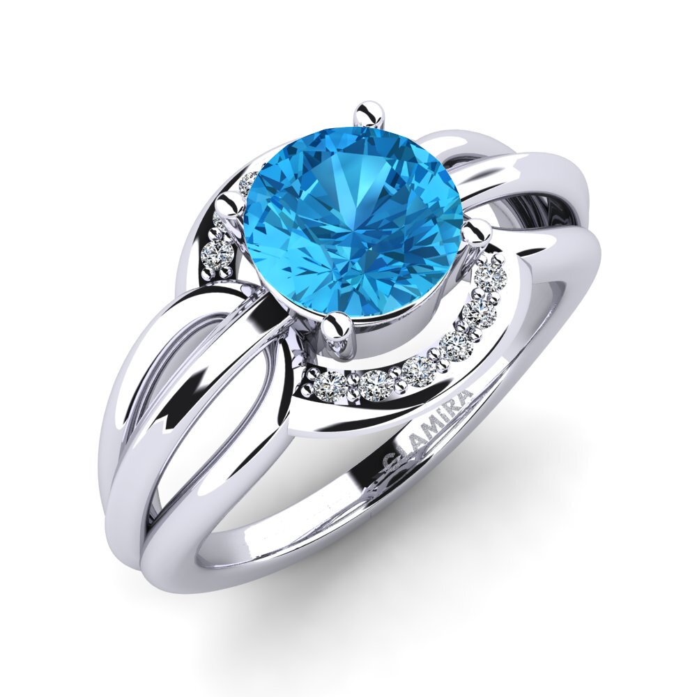 Round Blue Topaz Women's Ring Ecgemd