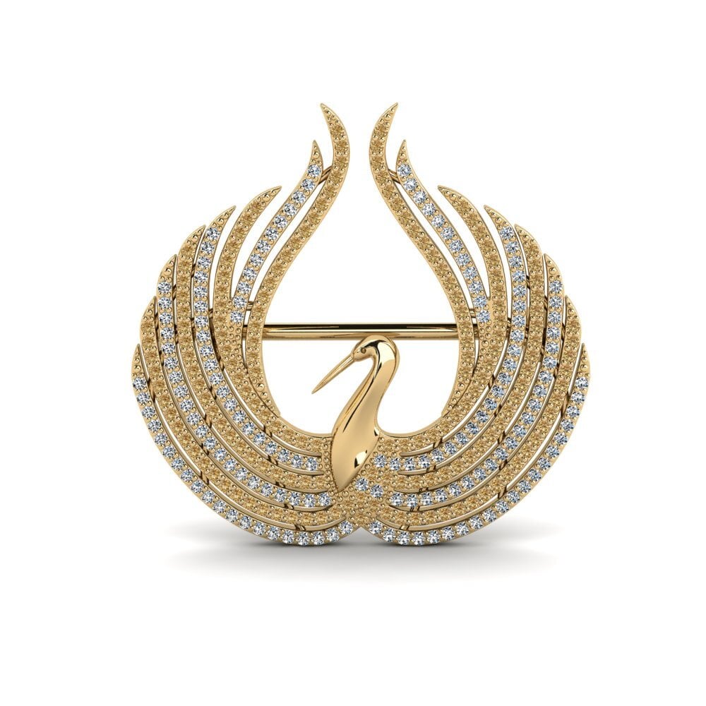 14ct Yellow Gold Brown Diamond Brooch Ectin