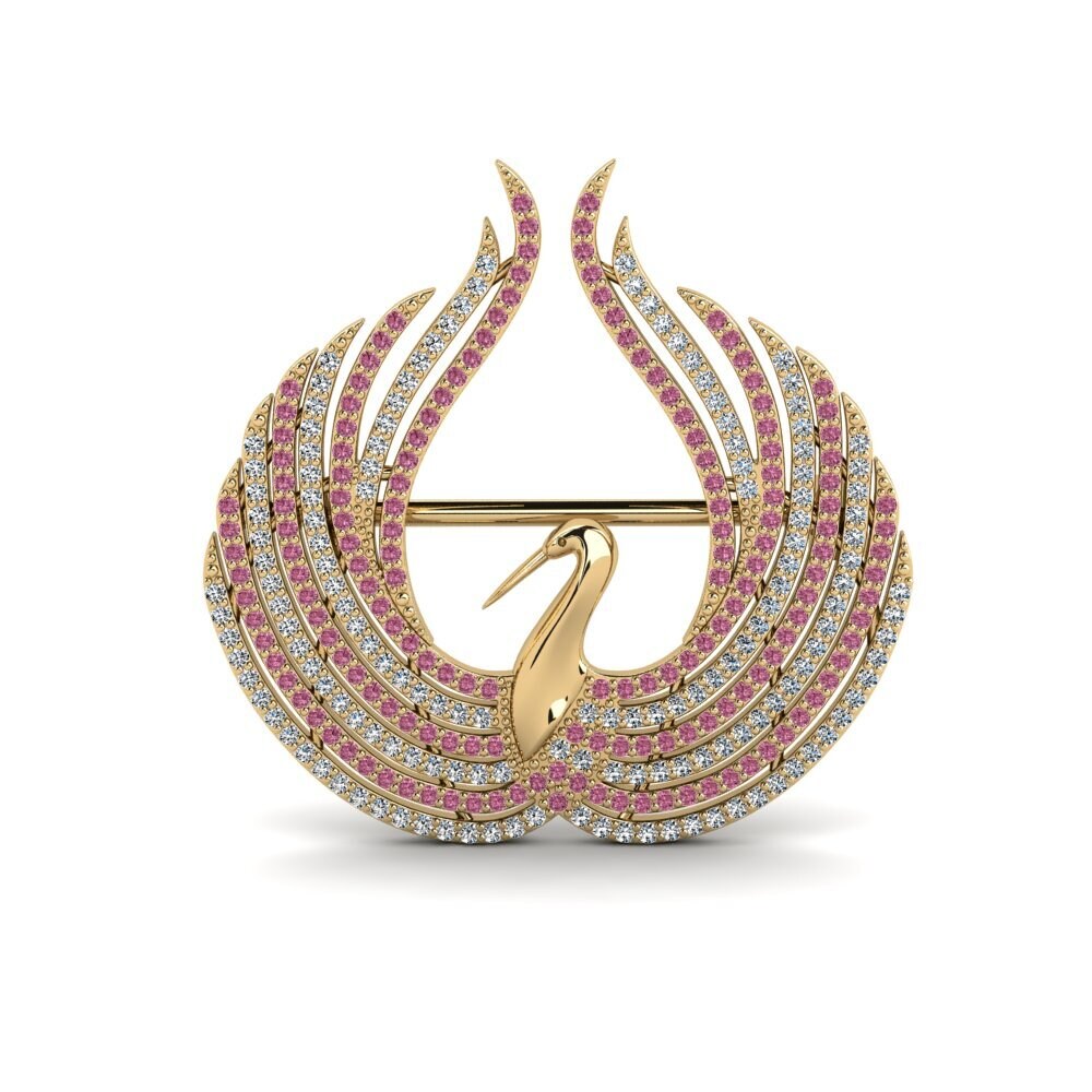 14ct Yellow Gold Rhodolite Garnet Brooch Ectin