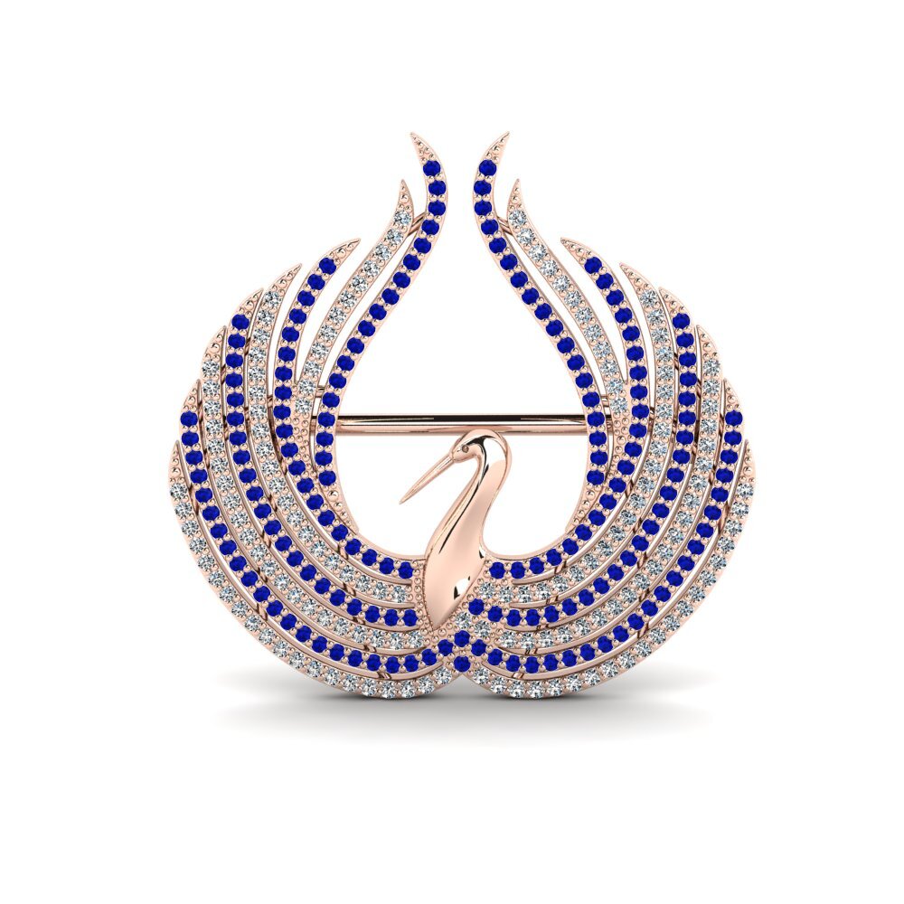 14k Oro Rosa Zafiro Broche Ectin