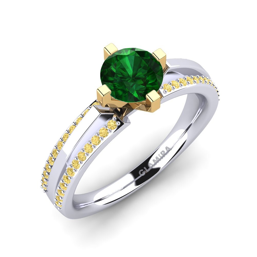 14K Wit & Geel Goud Tsavorite Verlovingsring Eddy