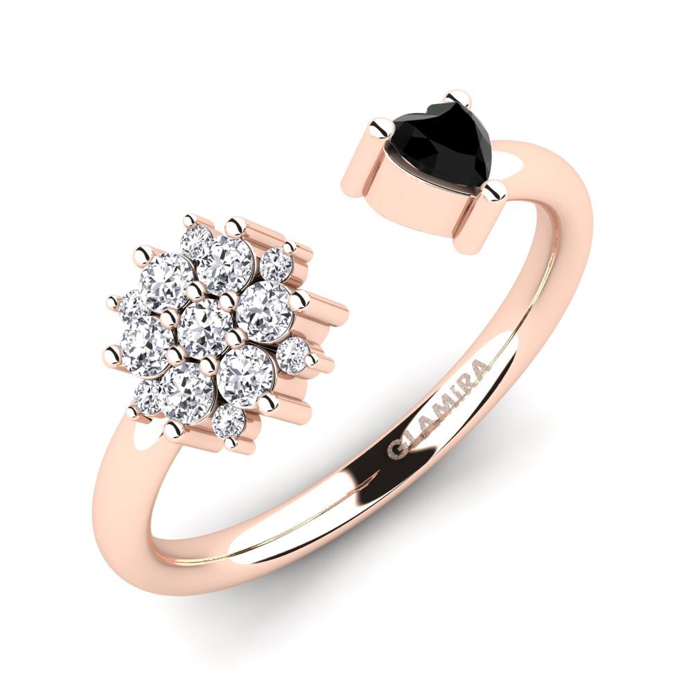 Oro Rosso 585 Diamante Nero Anello Edelynn