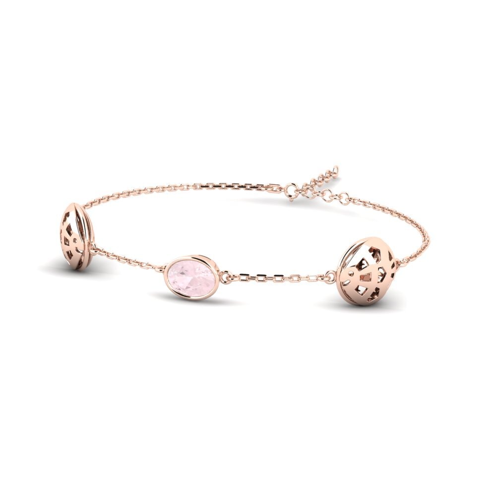 9ct Rose Gold Rose Quartz Women's Bracelet Ediesw