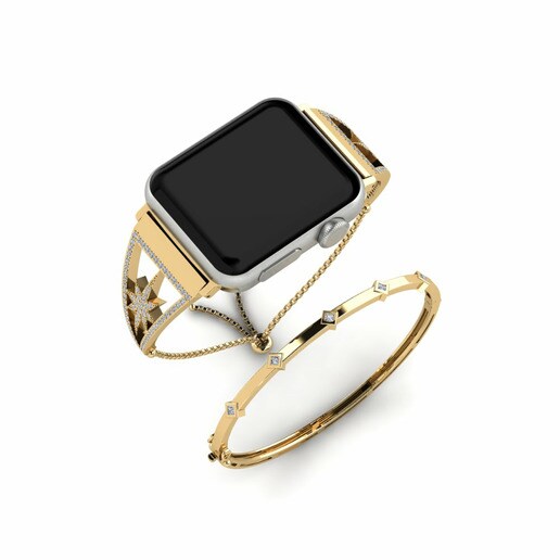 Apple Watch® Edinstveno Set Stainless Steel / 585 Yellow Gold & Đá Swarovski
