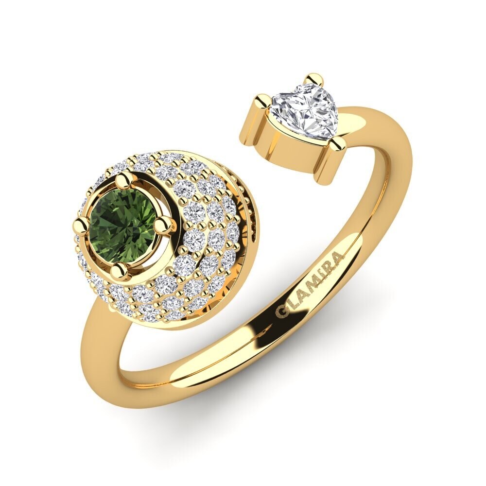 18k Oro Amarillo Zafiro Verde Anillo Edithe