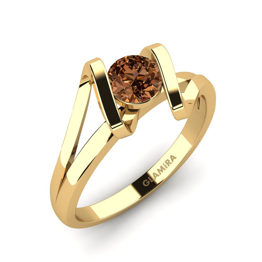14K Yellow Gold Brown Diamond Engagement Ring Editta
