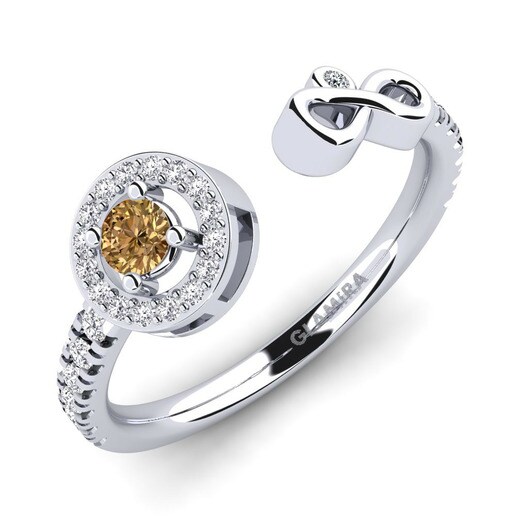 Anillo Shira Oro Blanco 585 & Diamante Marrón & Diamante & Cristal de Swarovski