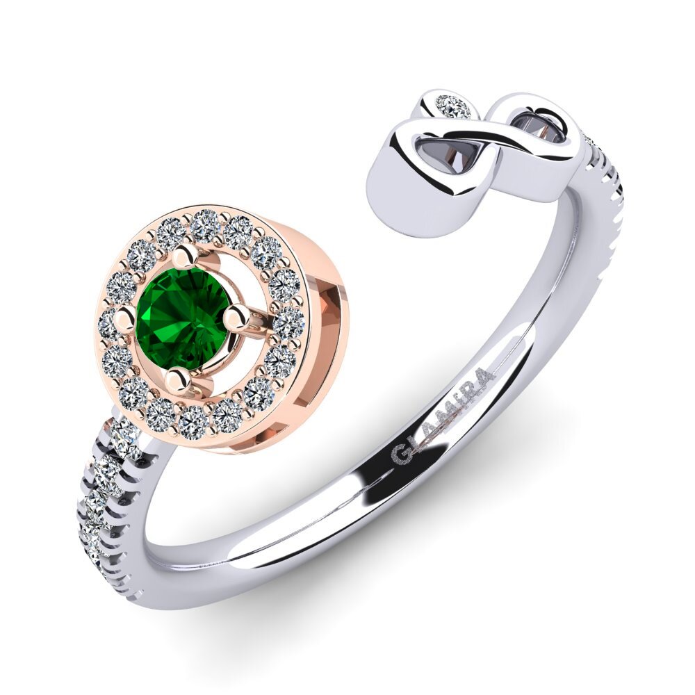 14ct White / Rose Gold Green Zirconia Ring Shira