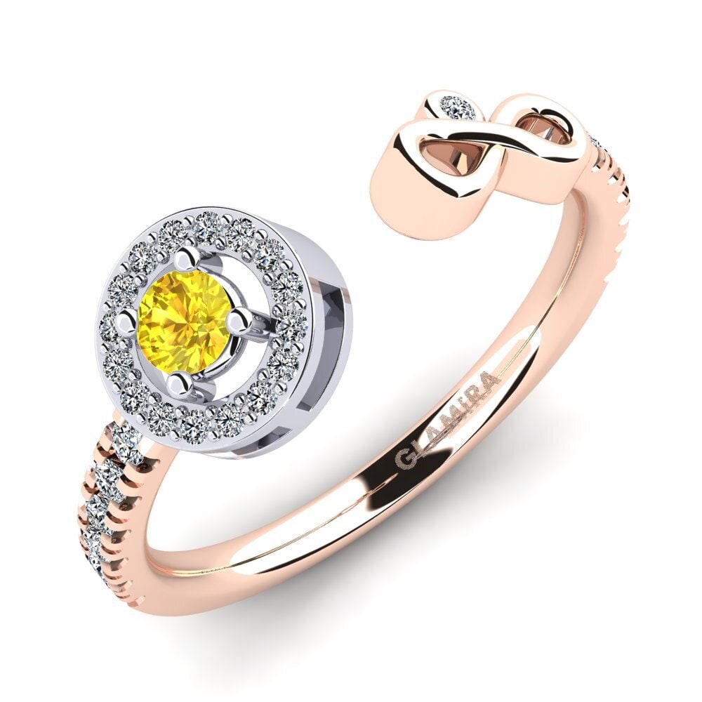 14k Oro Rosa & Blanco Zafiro amarillo Anillo Shira