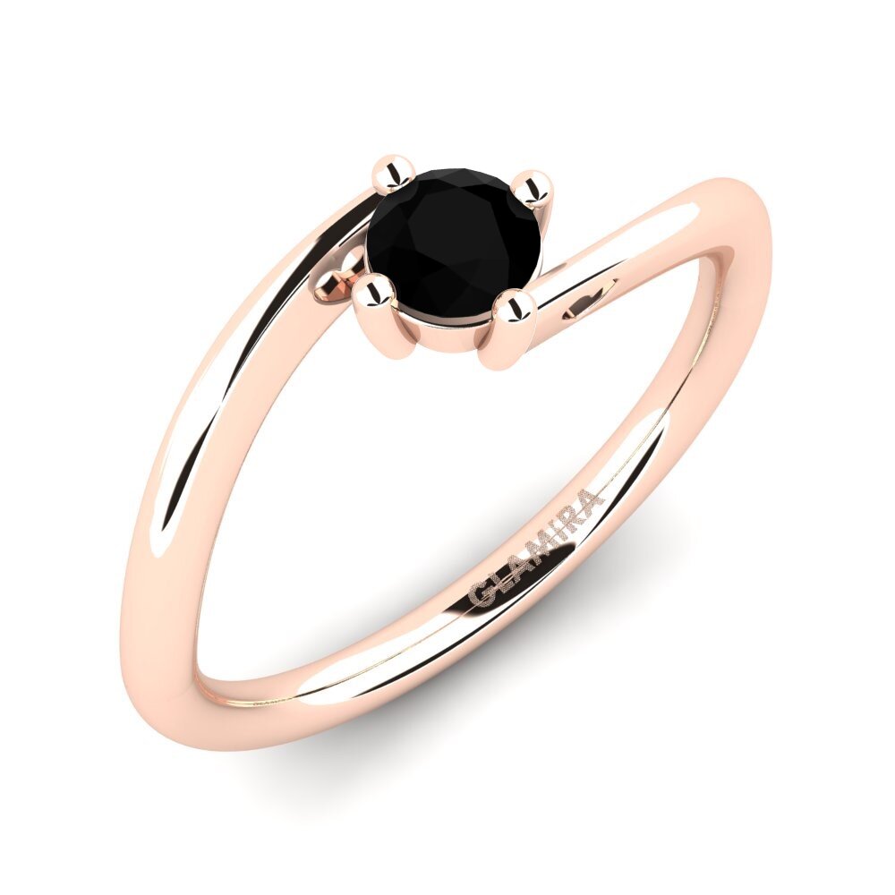 Rotgold 750 Schwarzer Onyx Damenring Edoarda