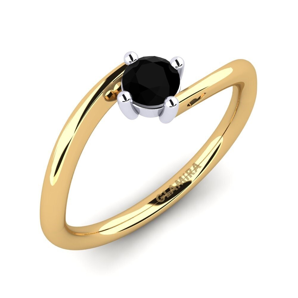 Oro Giallo & Bianco 375 Diamante Nero Anello da donna Edoarda
