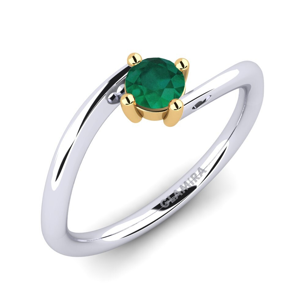 9k Oro Blanco / Amarillo Esmeralda Anillo de Mujer Edoarda
