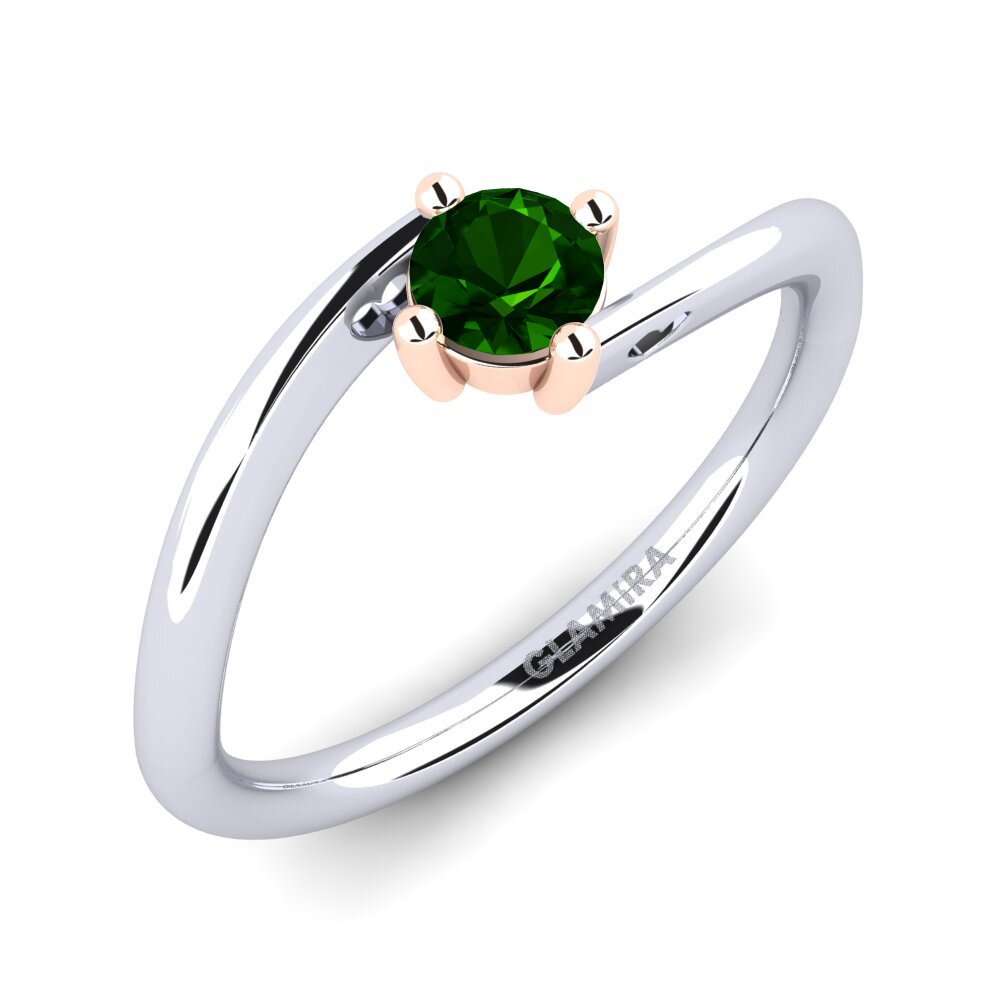 14K Wit & Rood Goud Groene Toermalijn Dames Ring Edoarda