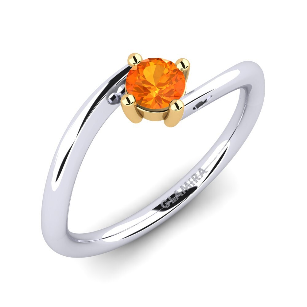 9K Wit & Geel Goud Oranje Saffier Dames Ring Edoarda