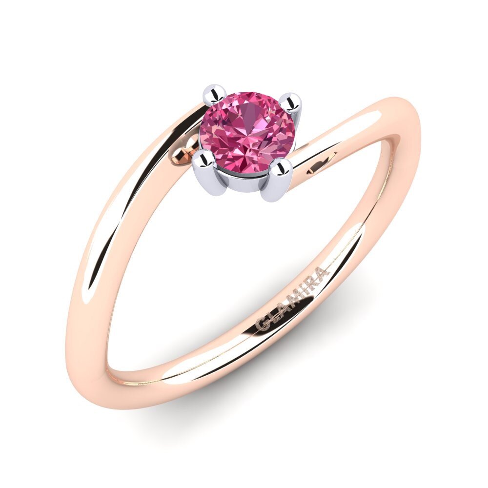 Oro Rosso & Bianco 750 Tormalina Rosa Anello da donna Edoarda