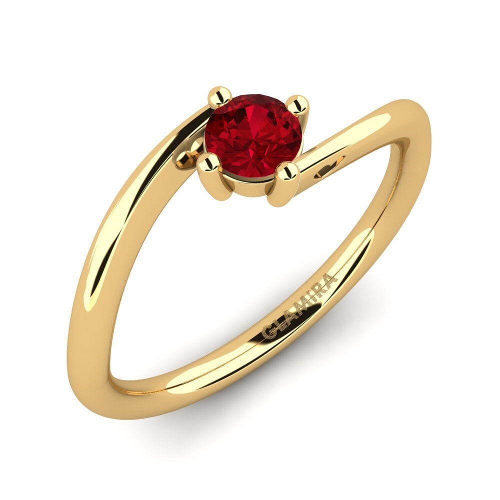 Oro Giallo 585 Zircone Rosso Anello da donna Edoarda