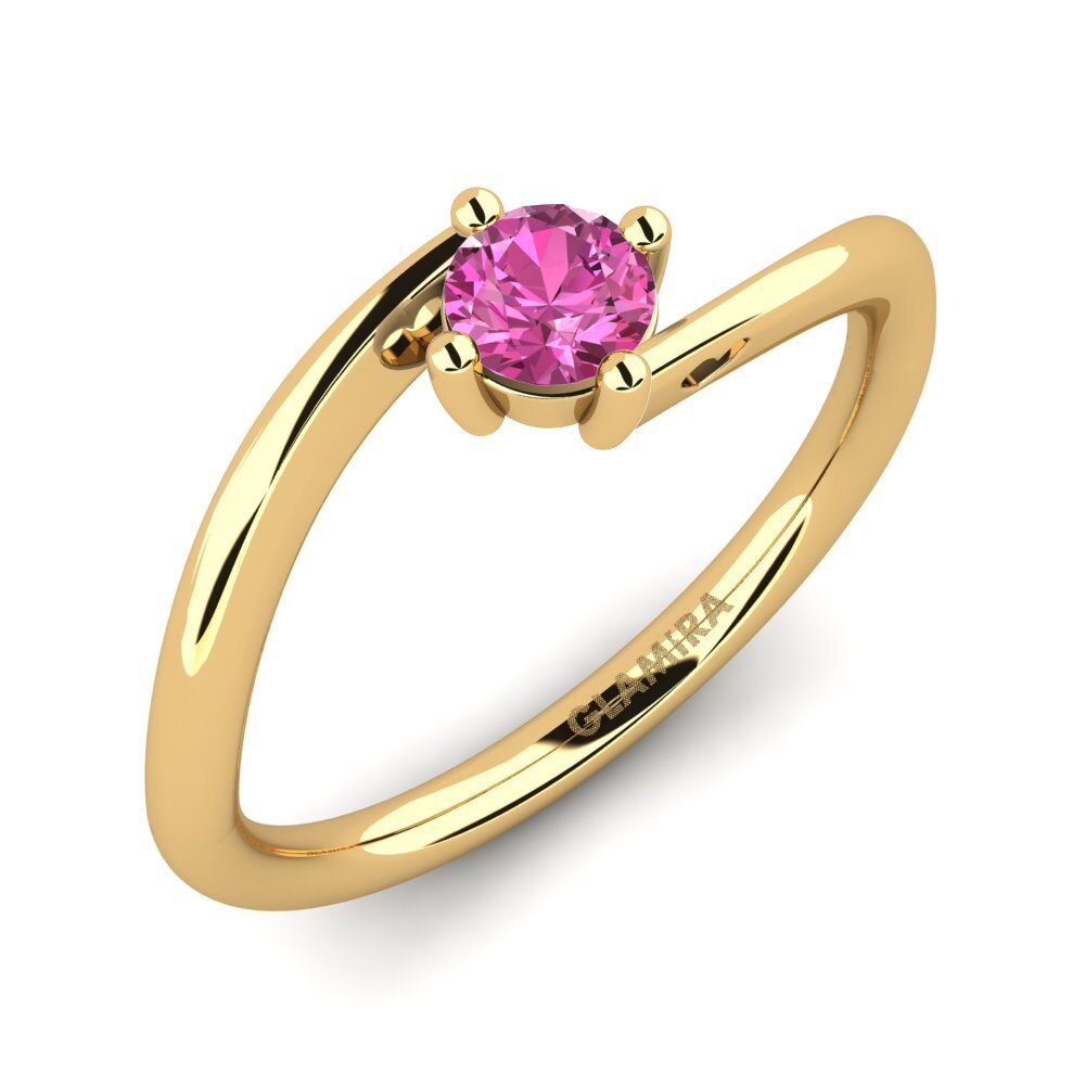 18k Oro Amarillo Topacio Rosa Anillo de Mujer Edoarda