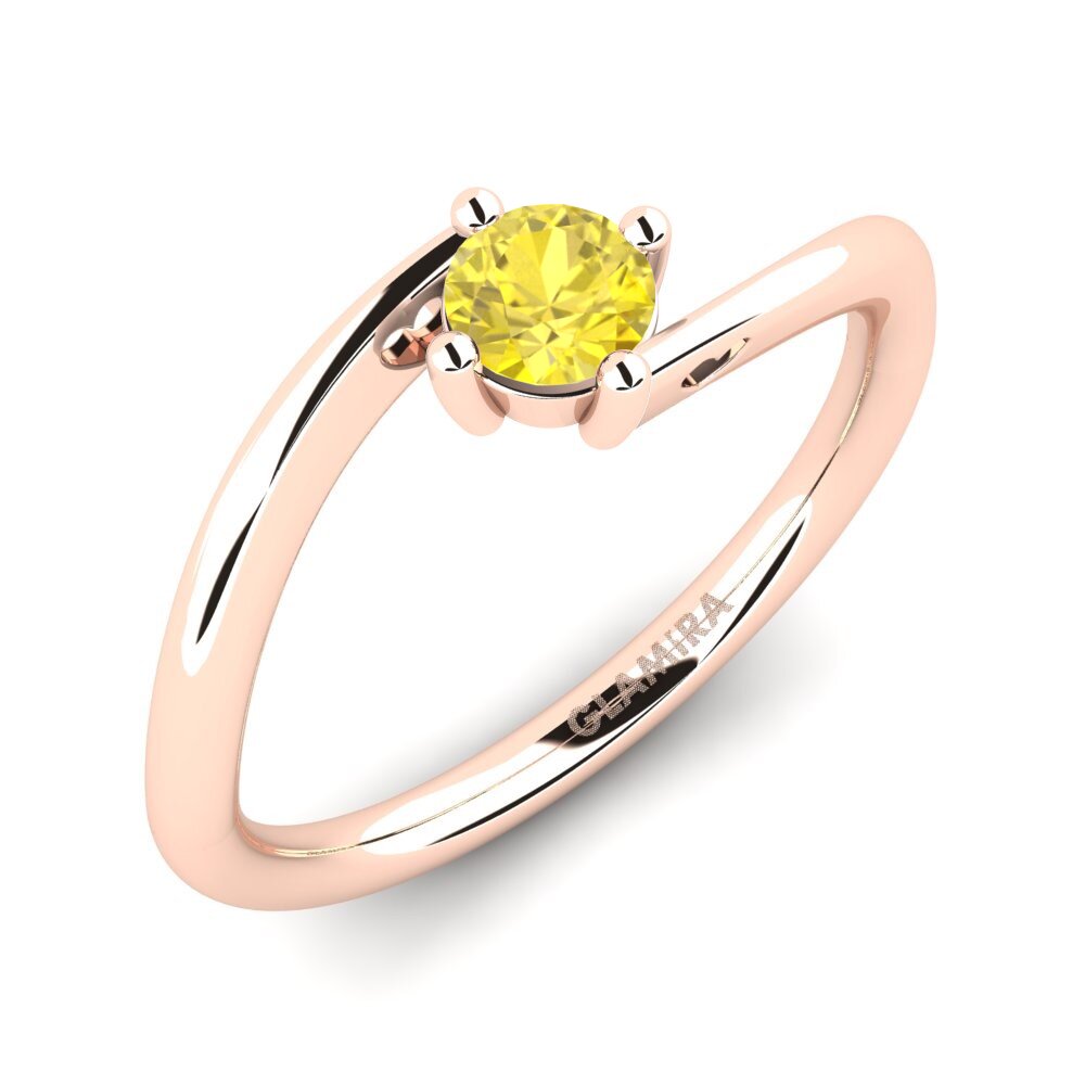 14k Oro Rosa Zafiro amarillo Anillo de Mujer Edoarda