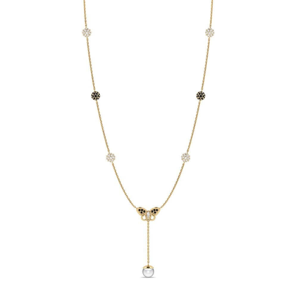 18ct Yellow Gold Black Sapphire Women's Necklace Edom