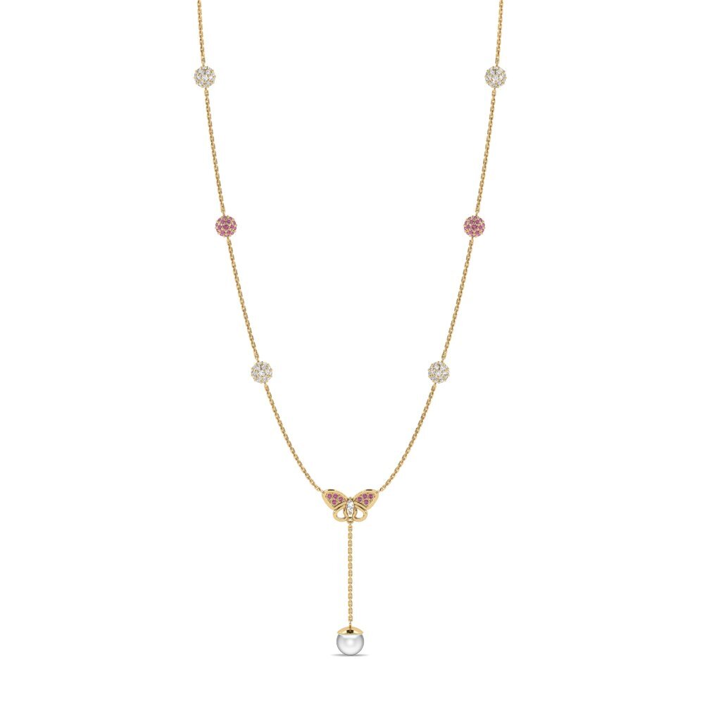 18ct Yellow Gold Rhodolite Garnet Women's Necklace Edom