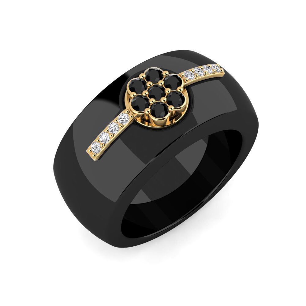 14k Yellow Gold Black Diamond Ring Eduard
