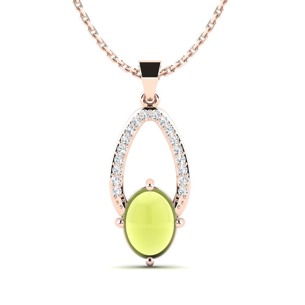 14k Oro Rosa Topacio Limón Cabujón Colgante de Mujer Edulica