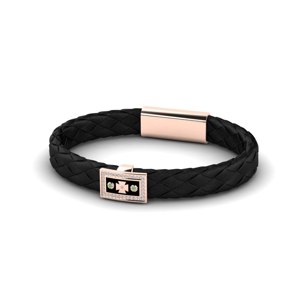 18ct Rose Gold Green Diamond Men's Bracelet Edward