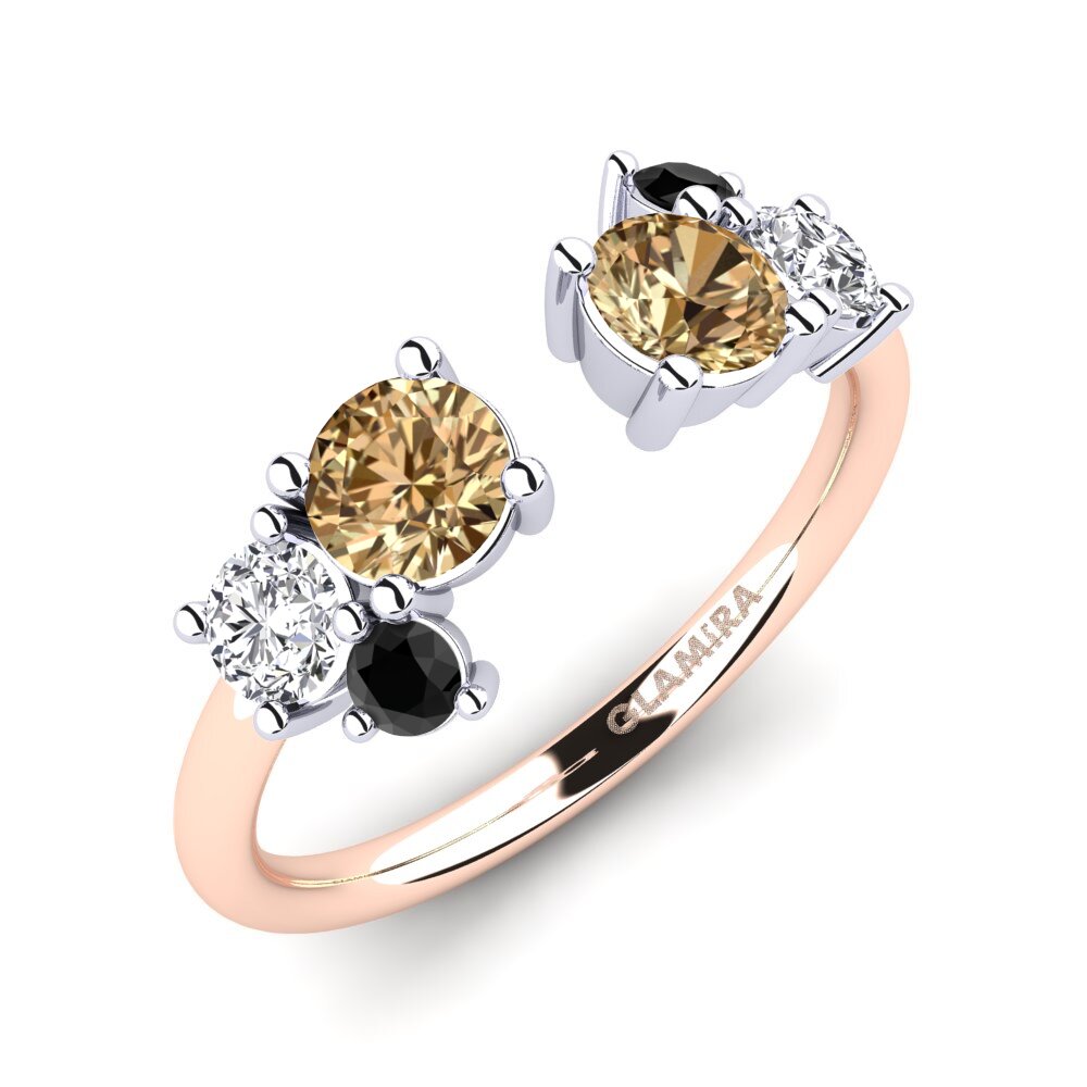 14ct Rose & White Gold Brown Diamond Ring Edwardeen