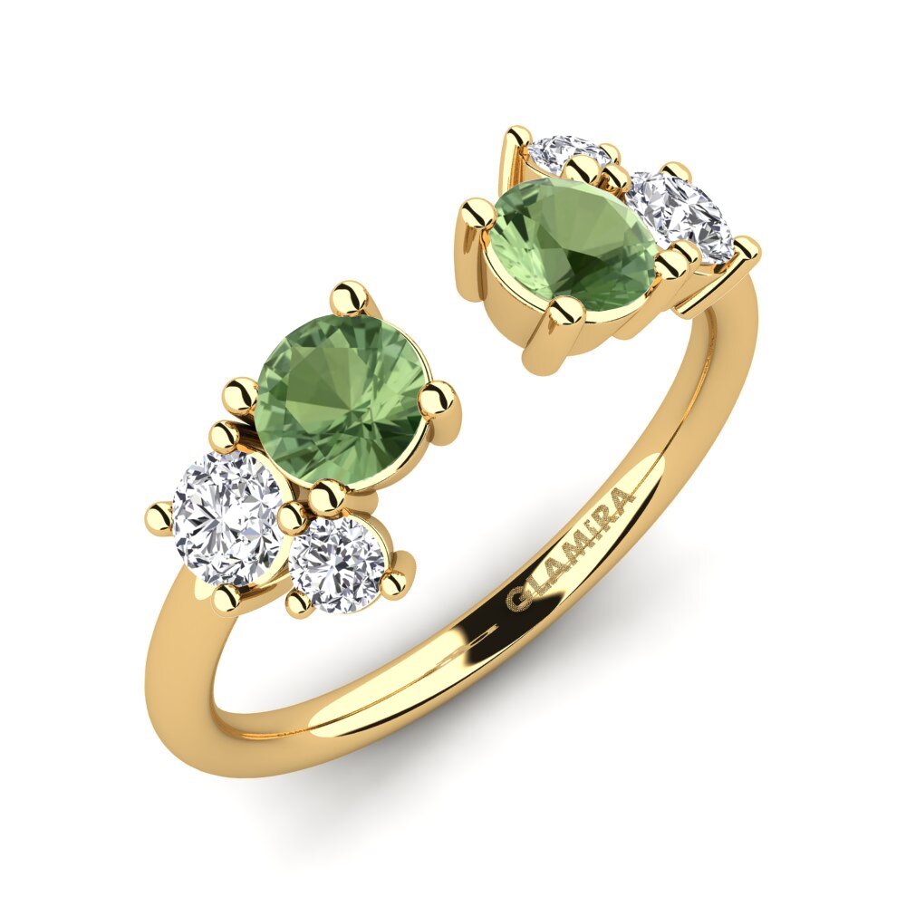 18k Oro Amarillo Zafiro Verde Anillo Edwardeen