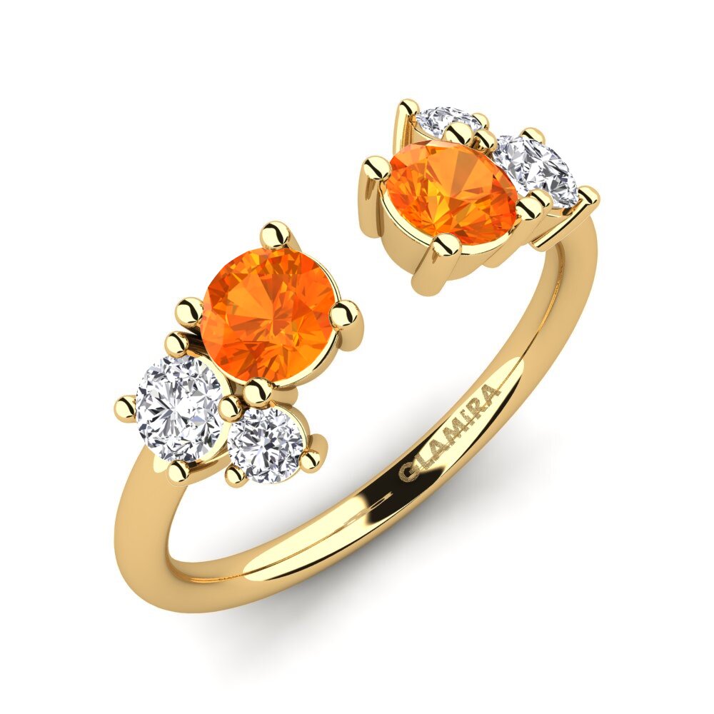18k Oro Amarillo Zafiro Naranja Anillo Edwardeen