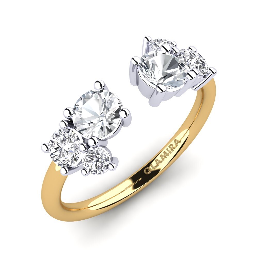 9ct Yellow & White Gold White Zircon Ring Edwardeen