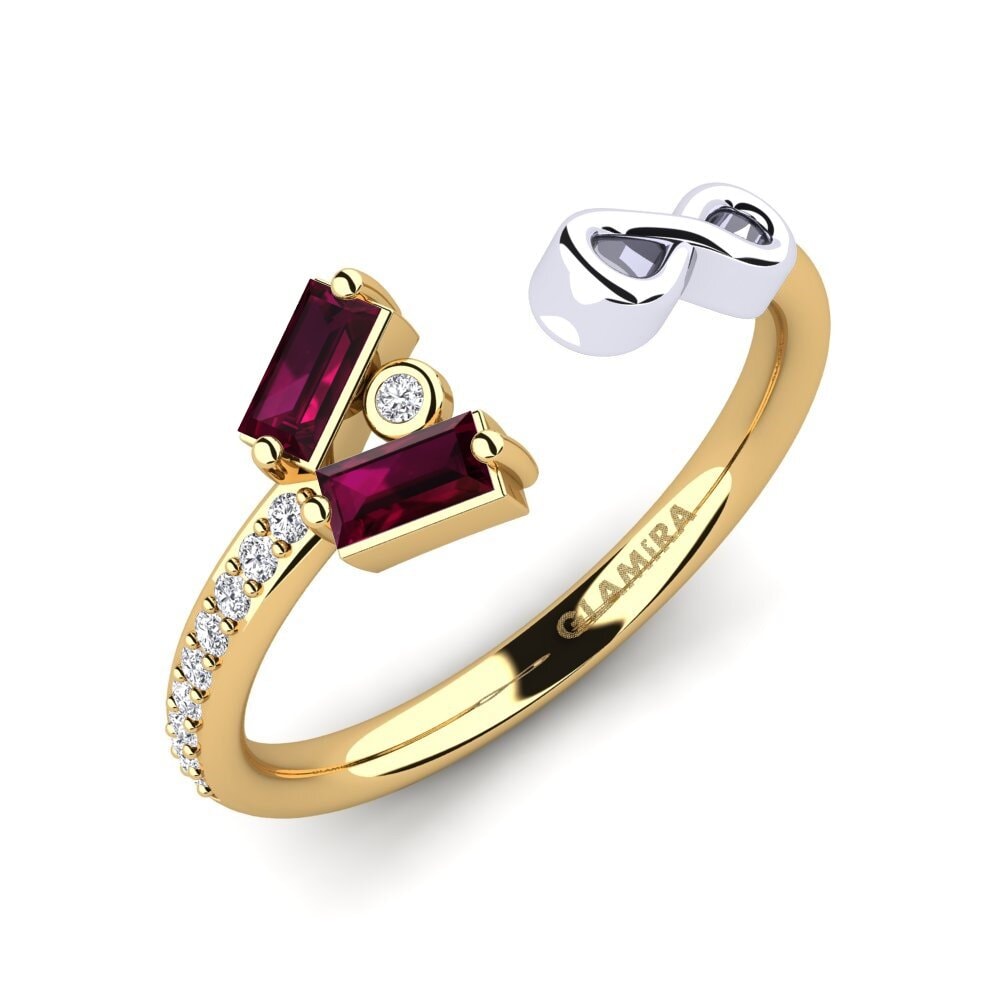 14ct Yellow & White Gold Rhodolite Garnet Ring Edy