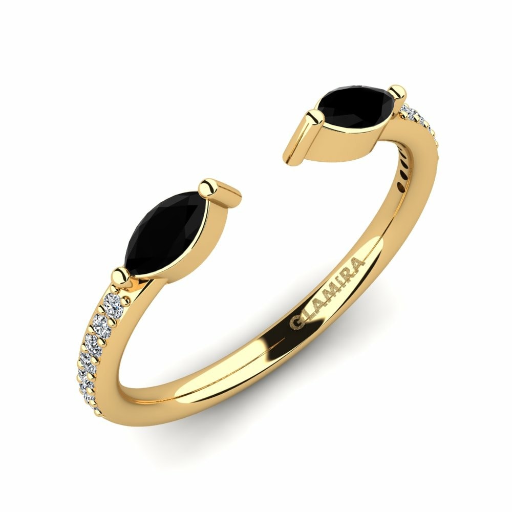 Open Rings Edyna 585 Yellow Gold Black Diamond