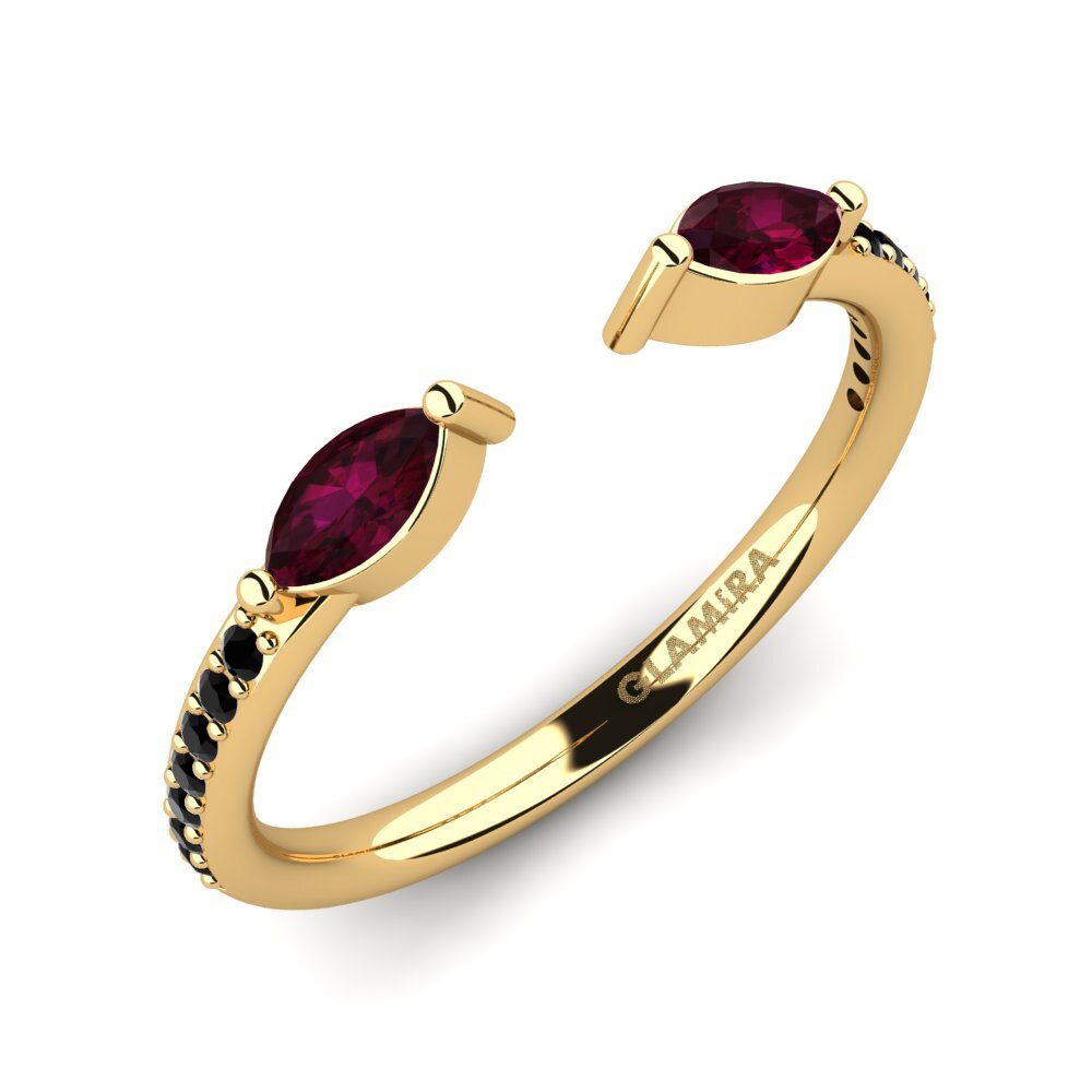 Or Jaune 9k Grenat de Rhodolite Bague Edyna