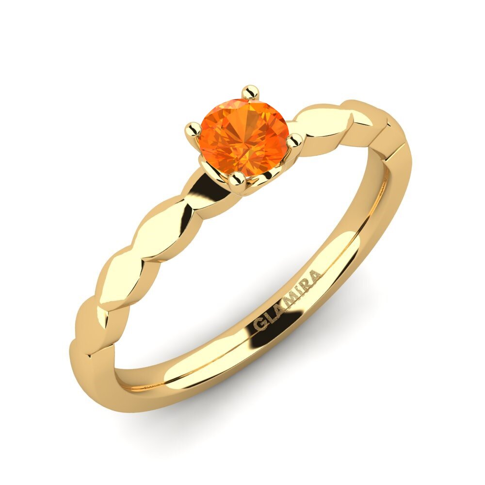 18k Oro Amarillo Zafiro Naranja Anillo de compromiso Effie