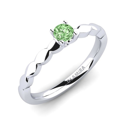 Anillo Effie 0.16 crt Oro Blanco 585 & Diamante Verde