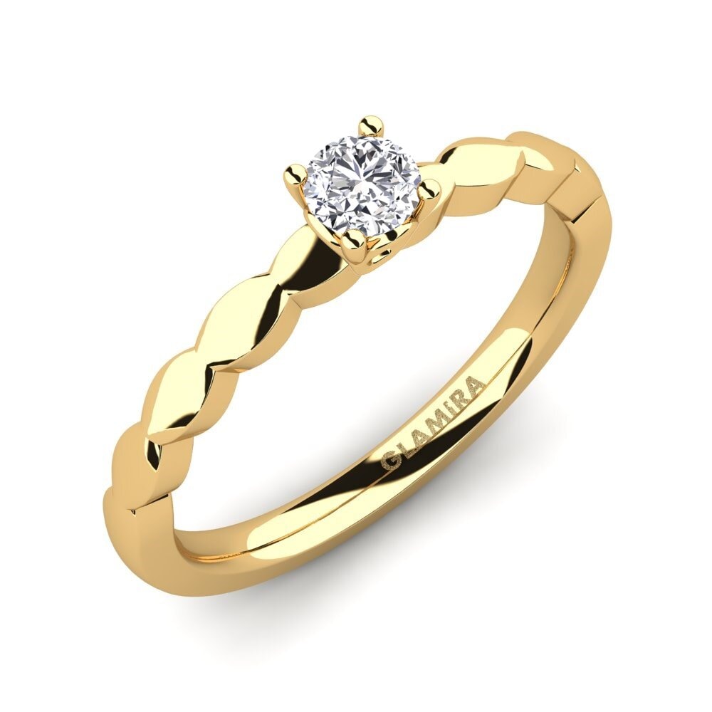 18k Oro Amarillo Moissanita Anillo de compromiso Effie 0.16 crt