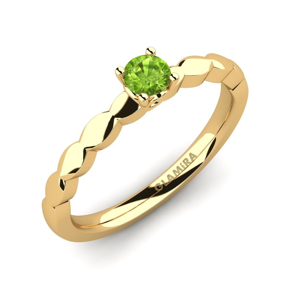 9k Oro Amarillo Peridoto Anillo de compromiso Effie 0.16 crt