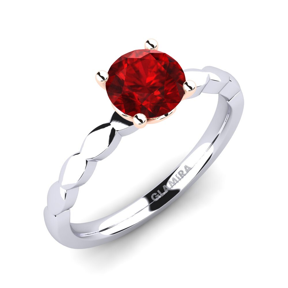 18ct White & Rose Gold Ruby (Lab Created) Engagement Ring Effie 0.8 crt
