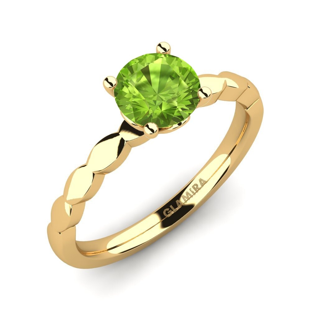 9k Oro Amarillo Peridoto Anillo de compromiso Effie 0.8 crt