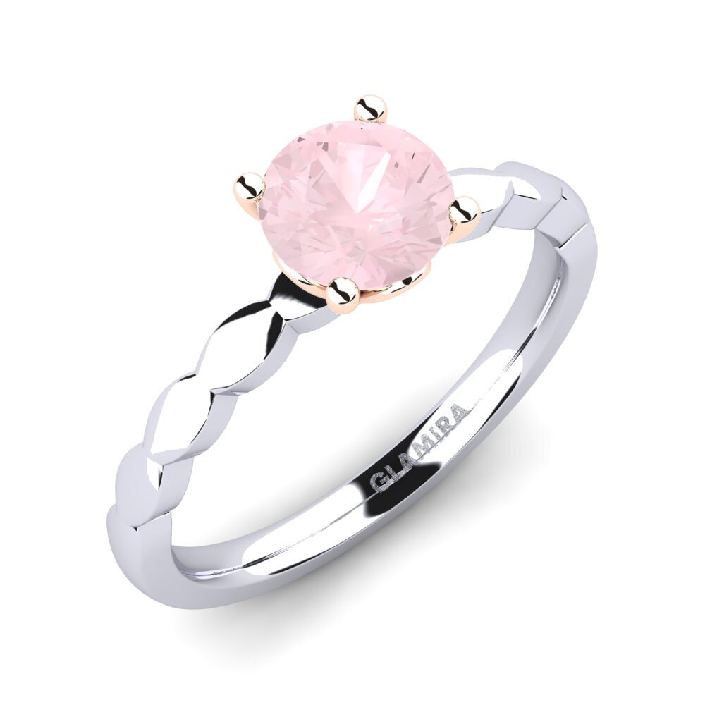 14ct White & Rose Gold Rose Quartz Engagement Ring Effie 0.8 crt
