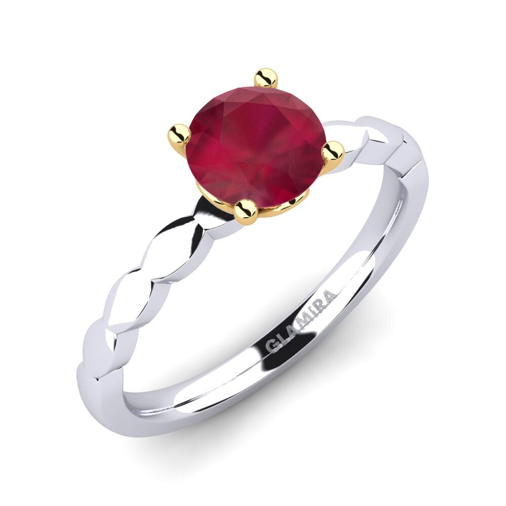 18ct White / Yellow Gold Ruby Engagement Ring Effie 0.8 crt