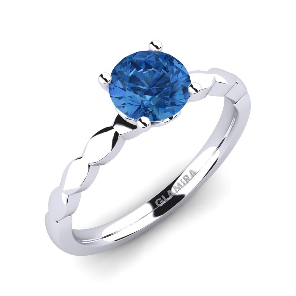 Dark Blue Zirconia Engagement Ring Effie 0.8 crt