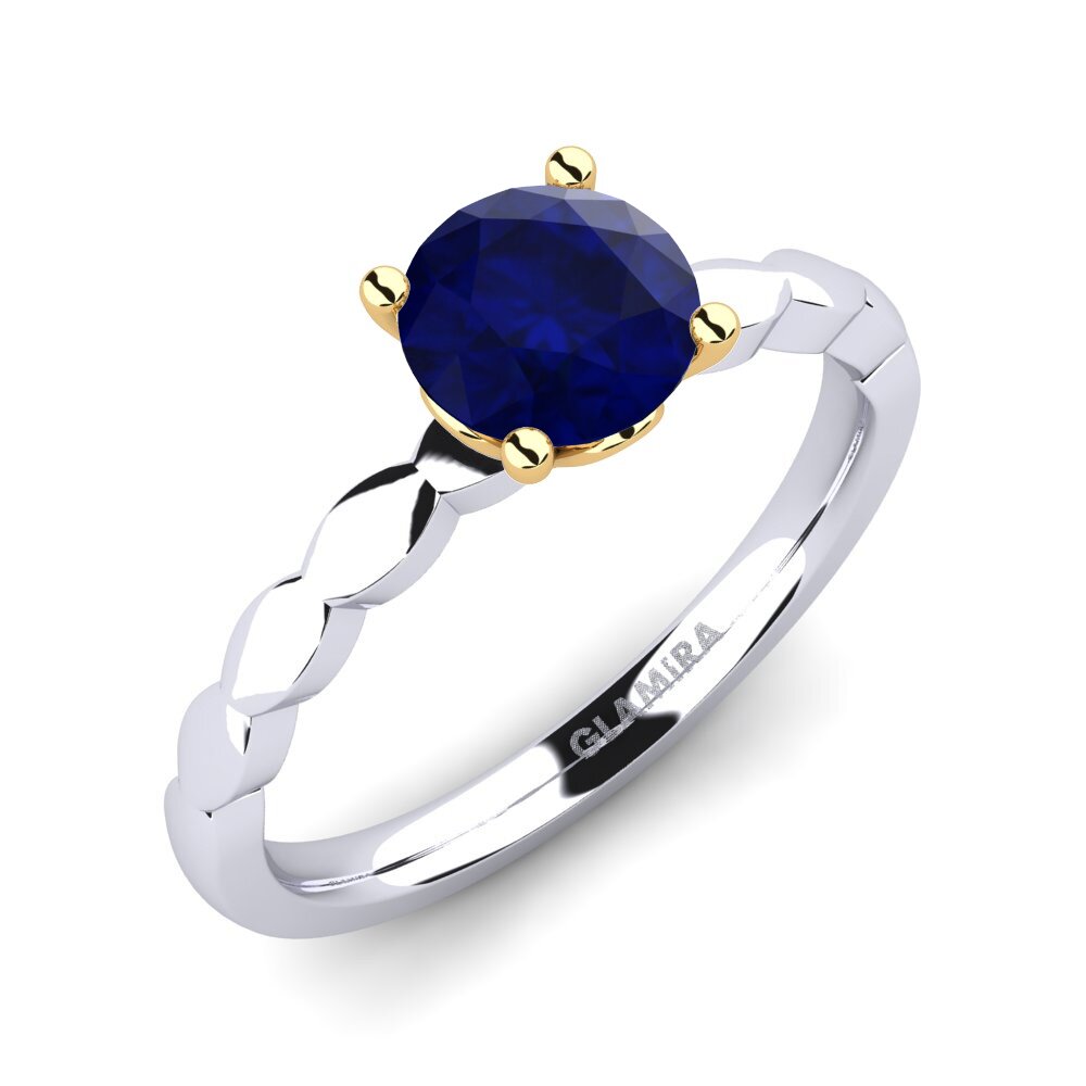 18ct White / Yellow Gold Sapphire Engagement Ring Effie 0.8 crt