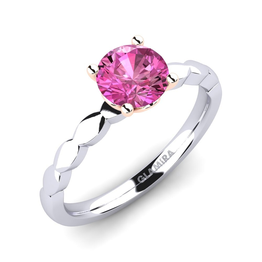 14ct White & Rose Gold Pink Topaz Engagement Ring Effie 0.8 crt