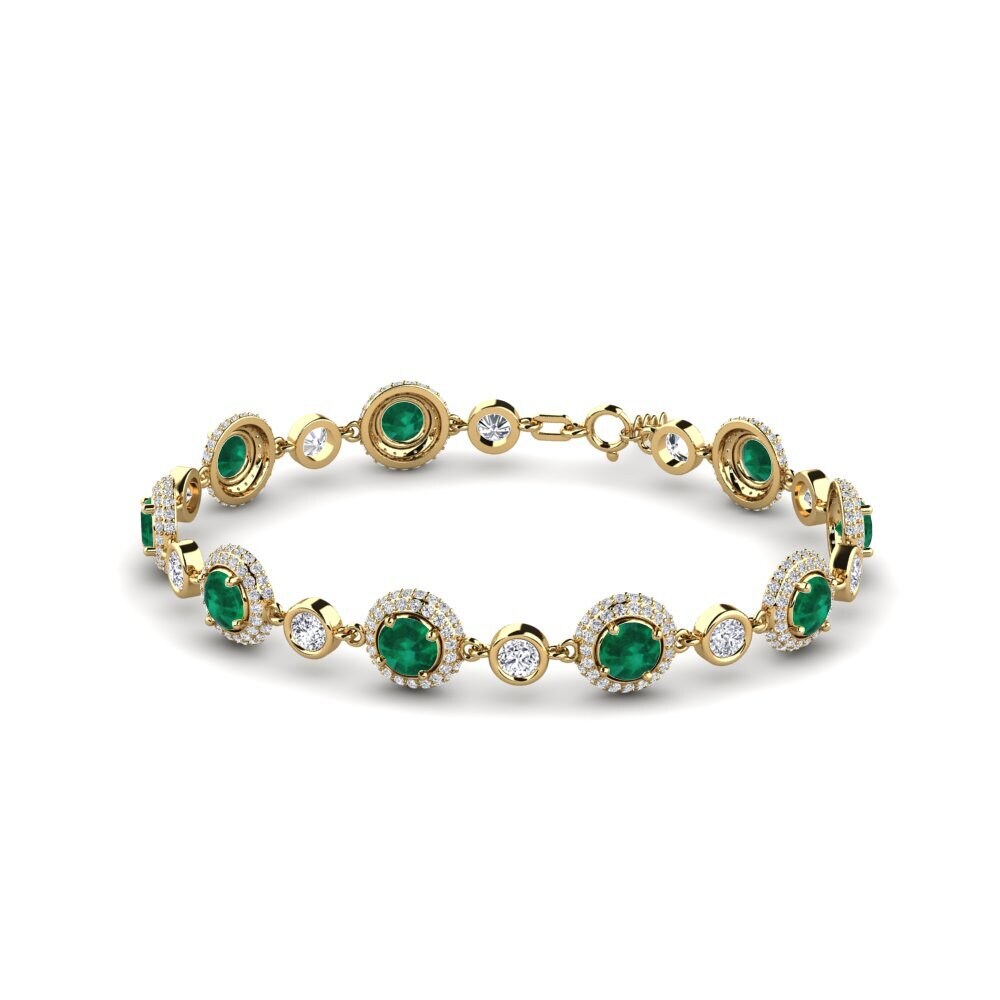 14k Oro Amarillo Esmeralda Pulsera de Mujer Efnos