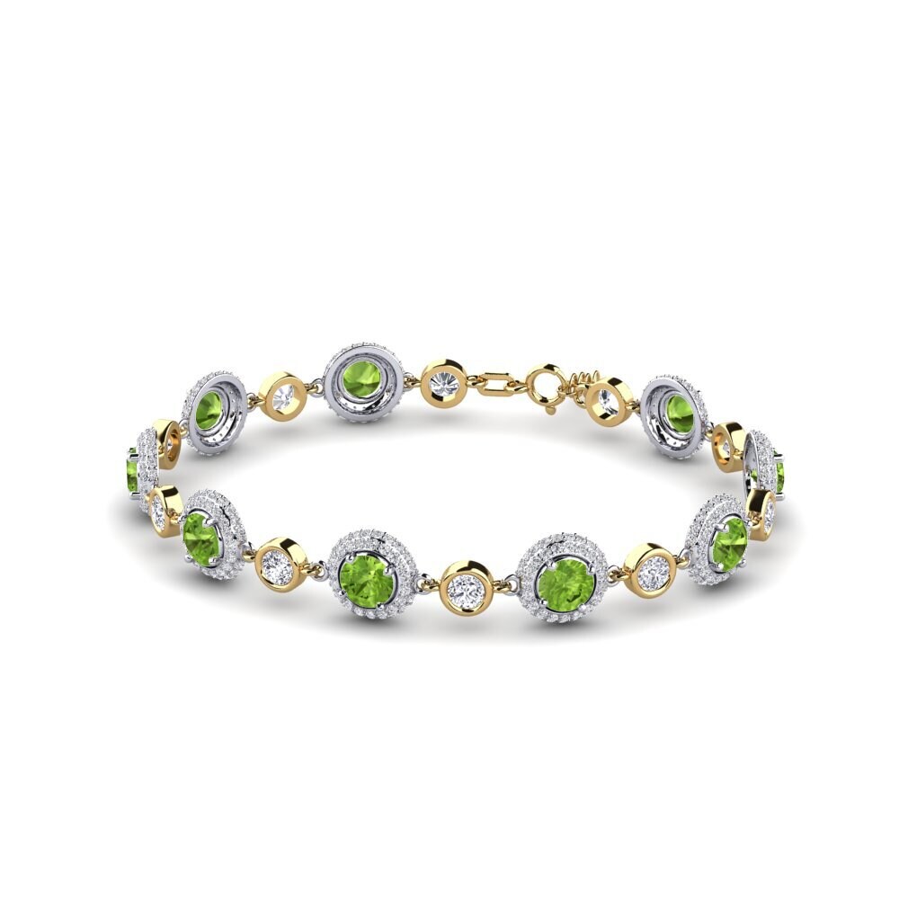 9ct White & Yellow Gold Peridot Women's Bracelet Efnos