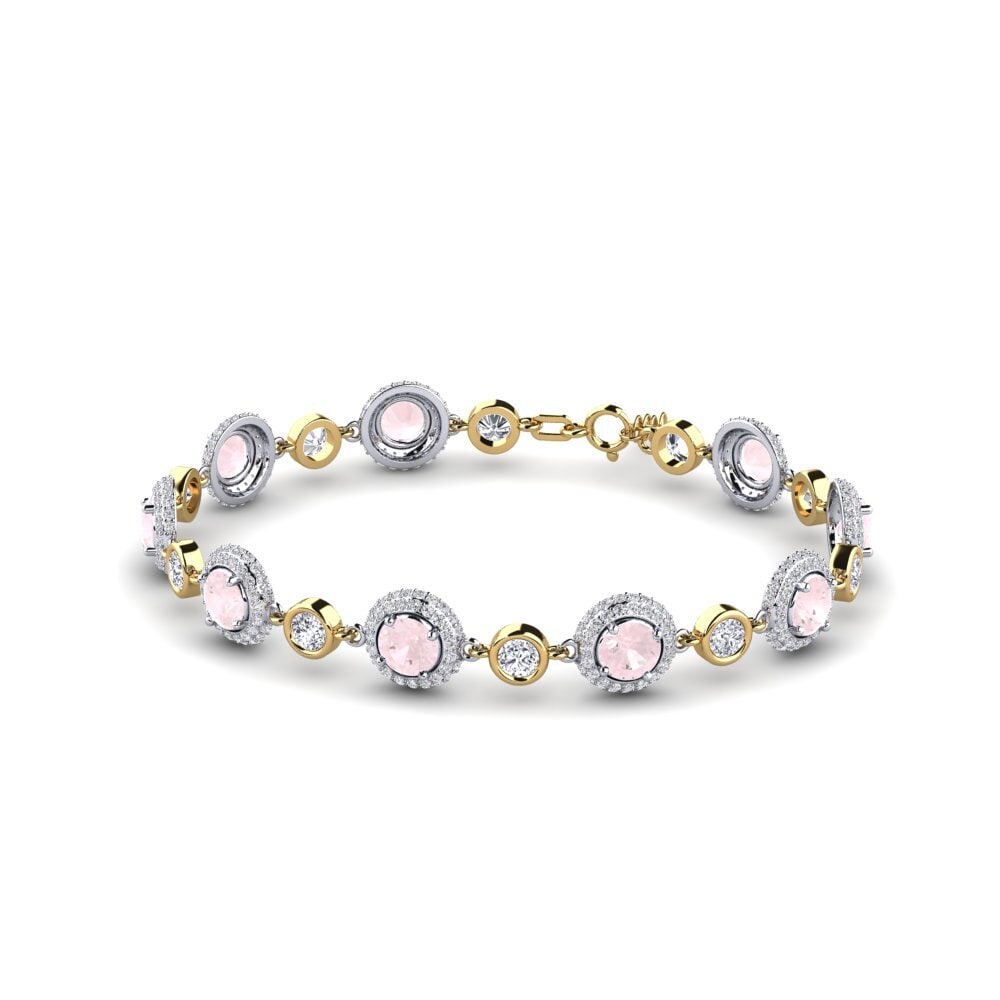 9ct White & Yellow Gold Rose Quartz Women's Bracelet Efnos